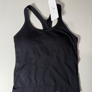 CRZ YOGA Black Ribbed Tank Top